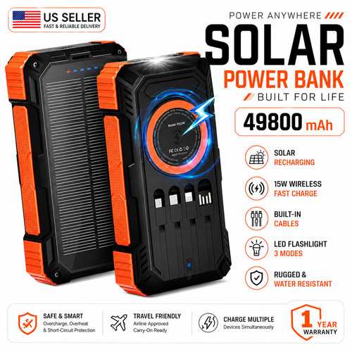 Solar power bank 49800mah - solar,